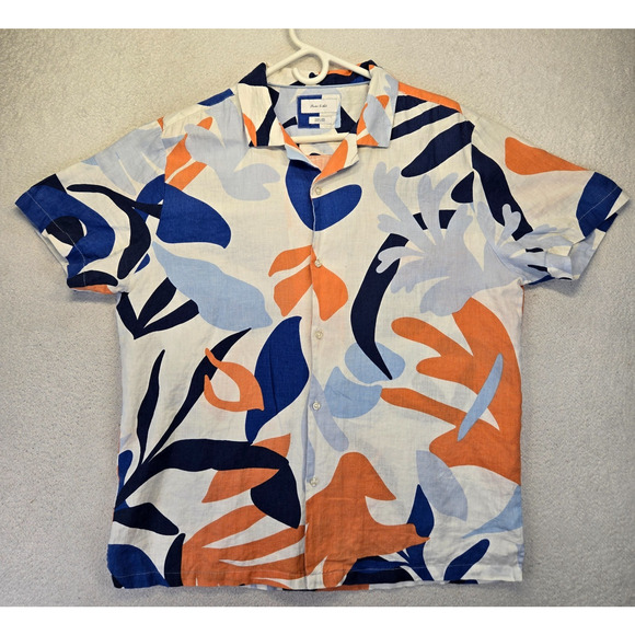 Porter & Ash Hawaiian Shirt Mens XL Linen Button Up Floral Short Sleeve - Picture 1 of 7